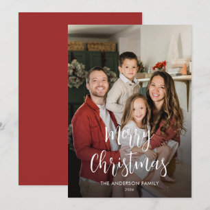 Cartão De Festividades Moderno Script Elegante Minimalista Foto Natal