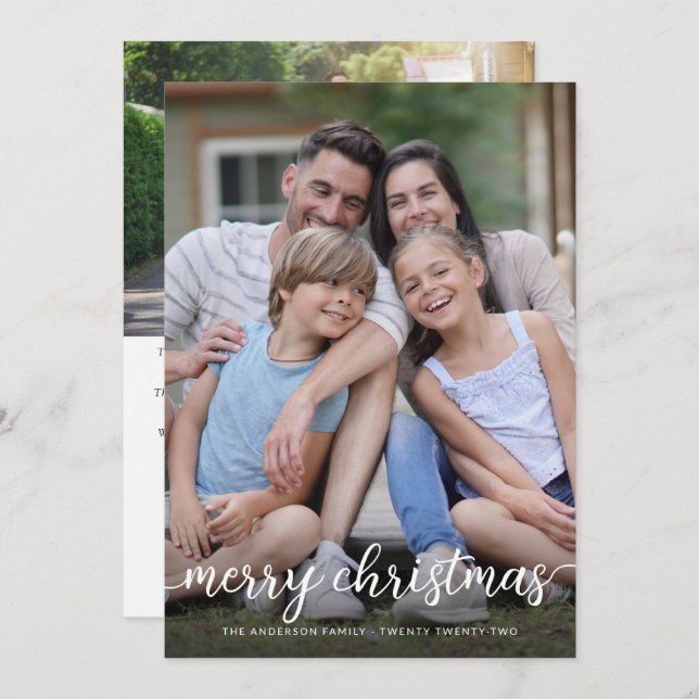 Cartão De Festividades Moderno Simples 2-Foto Feliz Natal  (Frente/Verso)