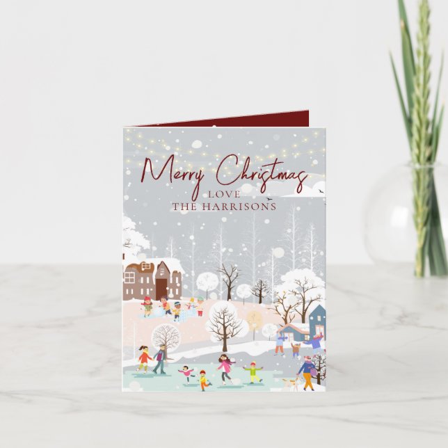 Cartão De Festividades Moderno Winter Wonderland 1 foto Feliz Natal (Frente)