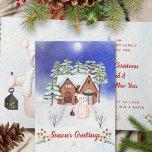 Cartão De Festividades Moderno Winter Wonderland Snowman Feliz Natal<br><div class="desc">Personalize esta maravilhosa maravilhosa maravilha do inverno,  a aquarela natalina e o cartão de Ano Novo com um bonitinho bonitinho bonitinho em uma cena noturna. Você pode editar os elementos texto,  fonte,  cor,  tamanho e design. design de cor do cheio do dentro.</div>