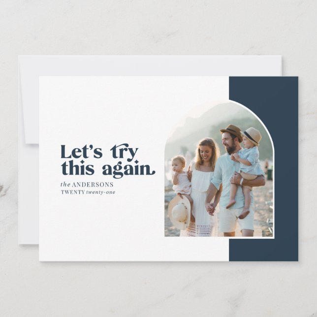 Cartão De Festividades Modernos vamos tentar de novo este Natal moderno (Frente)