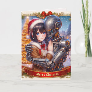 Cartão De Festividades Moe Chatbot Amor Feminino + Natal Robô