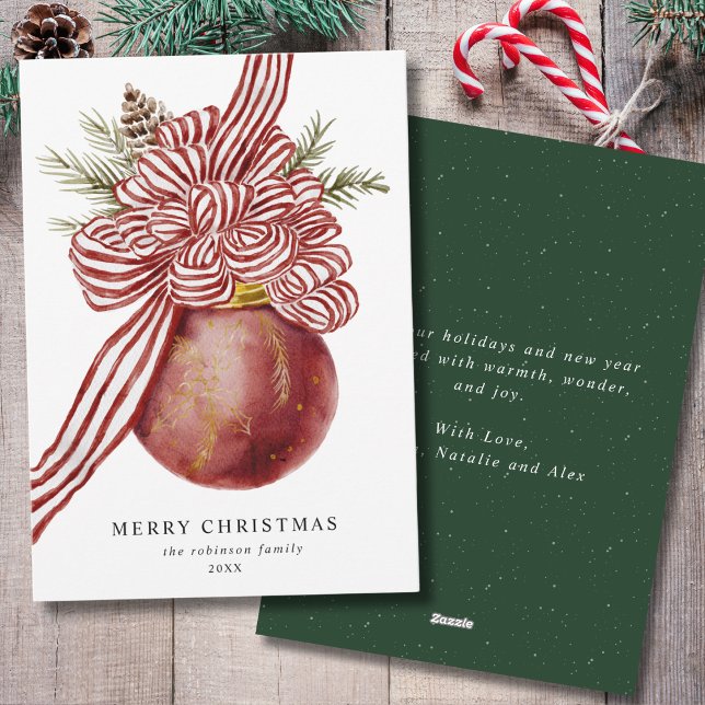 Cartão De Festividades Mola d'água Feliz Natal Vermelho Ornamento Arco Ve (Criador carregado)