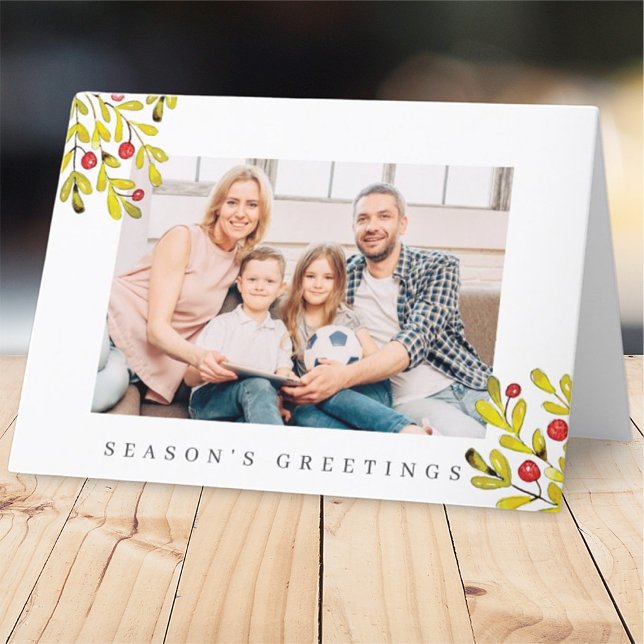 Cartão De Festividades Mola de Aquarela Verde Botânica Natal (Criador carregado)