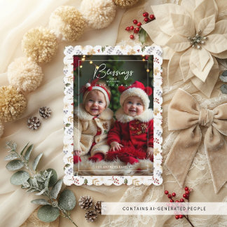 Cartão De Festividades Moldura Botânica Atemporal de Natal Foto TMF26