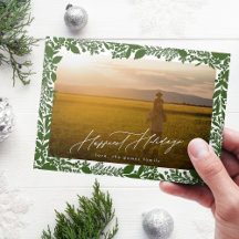 Moldura Botânica Verde de Natal Foto Mais Feliz