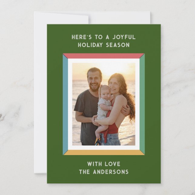 Cartão De Festividades Moldura Colorida Com Saudações Grandes (Frente)