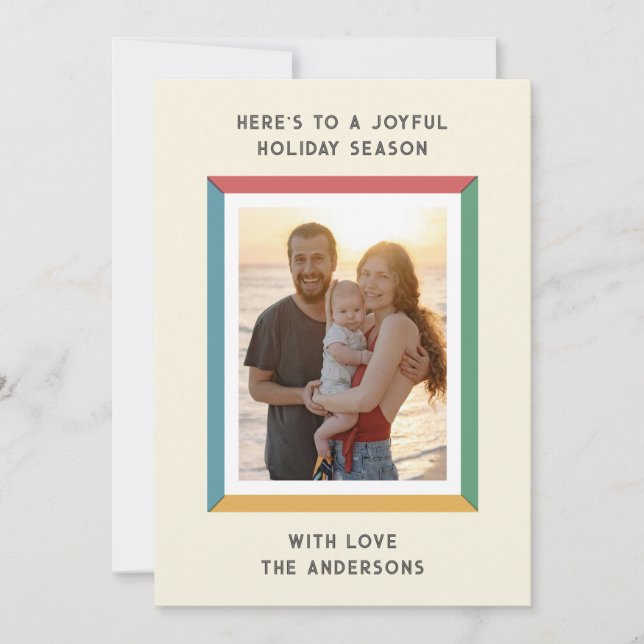 Cartão De Festividades Moldura Colorida Com Saudações Grandes (Frente)