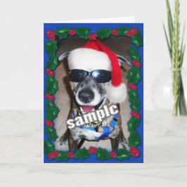 Cartão De Festividades Moldura de azevinho azul para sua foto de Natal!