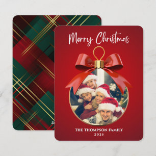 Cartão De Festividades Moldura de enfeite de uma foto elegante de Natal