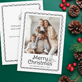 Cartão De Festividades Moldura de Escalopes Desenhada à Mão Caprichosa Fo