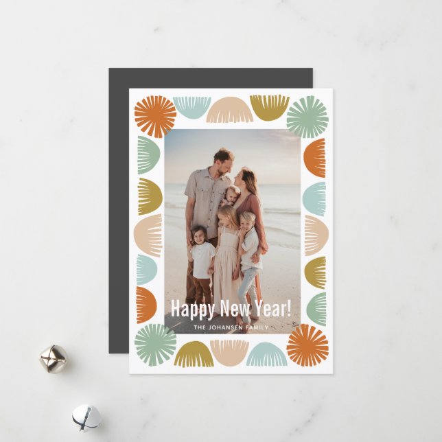 Cartão De Festividades Moldura de Foto Colorida Retro (Frente/Verso In Situ)