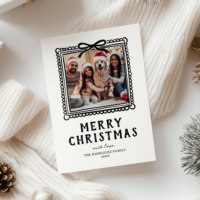 Cartão De Festividades Moldura de Foto Doodle Natal (Criador carregado)