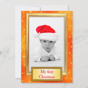 Cartão De Festividades Moldura de Foto Dourada I + sua foto & texto