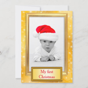 Cartão De Festividades Moldura de Foto Dourada I + sua foto & texto