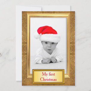 Cartão De Festividades Moldura de Foto Dourada vertical III + sua foto/te