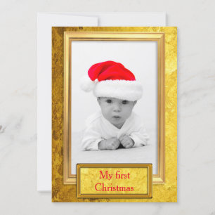 Cartão De Festividades Moldura de foto dourada vertical IV + sua foto & t