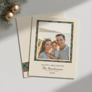 Cartão De Festividades Moldura de Foto Xadrez Elegante Moderna Família Na