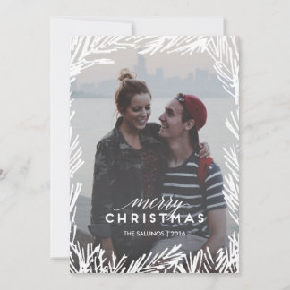 Cartão De Festividades Moldura de Galho de Pinheiro