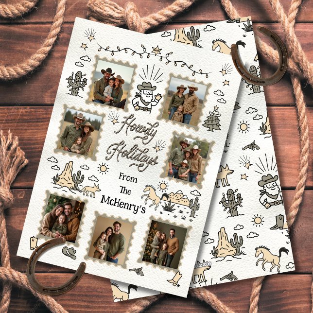 Cartão De Festividades Moldura de laço desenhada à mão no estilo western  (Criador carregado)