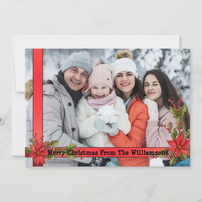 Cartão De Festividades Moldura de Mola Vermelha com Mistura de Aquarela N (Frente)