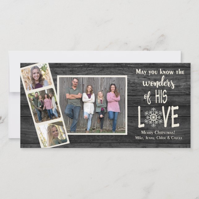 Cartão De Festividades Moldura de Natal em madeira escura (Frente)