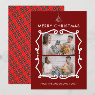 Cartão De Festividades Moldura de Rabisco de Quadro Negro Foto de Natal e