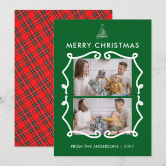 Cartão De Festividades Moldura de Rabisco de Quadro Negro Foto de Natal e