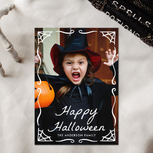 Cartão De Festividades Moldura de Teia de Aranha Caprichosa Foto de Hallo