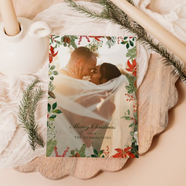 Cartão De Festividades Moldura de Verdura de Natal Antiga (Criador carregado)