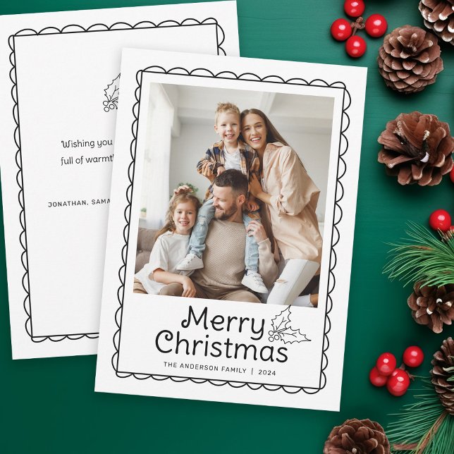 Cartão De Festividades Moldura de vieira desenhada à mão com capricho Fot (Criador carregado)