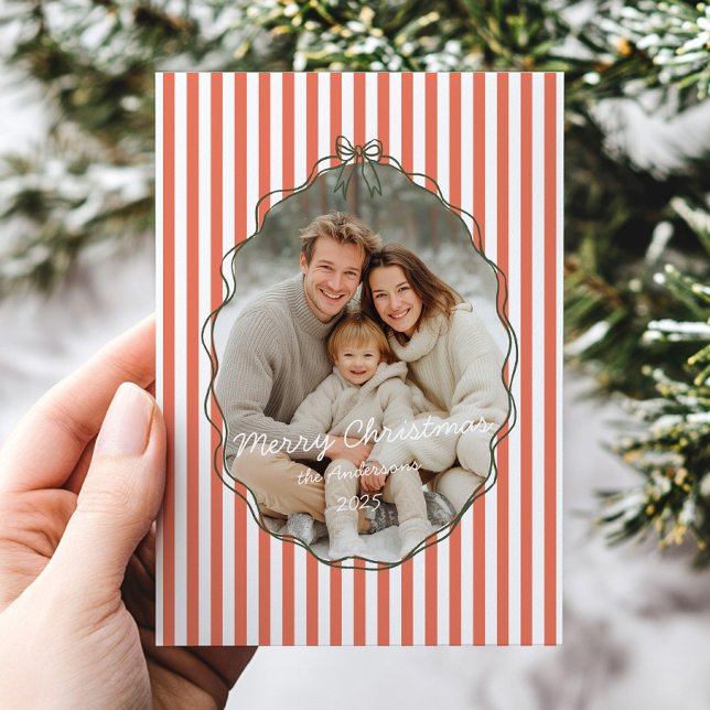 Cartão De Festividades Moldura Desenhada à Mão Caprichosa Listras Vermelh (Criador carregado)