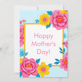 Cartão De Festividades Moldura Floral com Flores Vibrantes