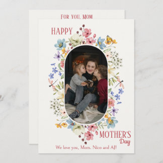 Cartão De Festividades Moldura Floral Oval com Foto | Poema Infantil para