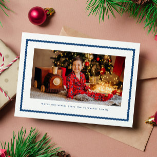 Cartão De Festividades Moldura ondulada fofa simples azul foto Natal