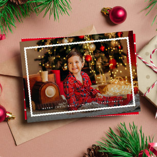 Cartão De Festividades Moldura simples e fofa de foto de Natal