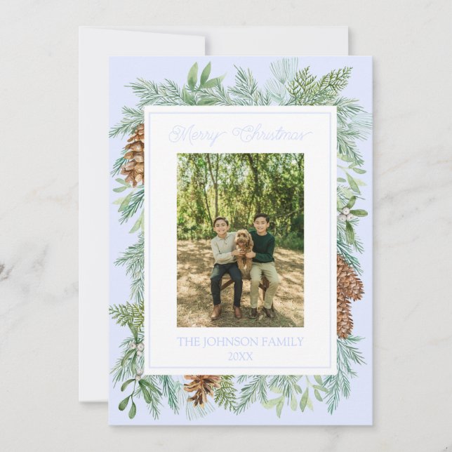 Cartão De Festividades Molereca de Natal Verde Azul Pálido (Frente)