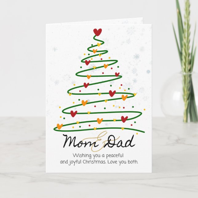 Cartão De Festividades Mom and Dad Christmas Folded Holiday Card (Frente)