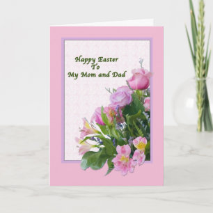 Cartão De Festividades Mom and Dad's Easter Card with Spring Flowers