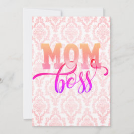 Cartão De Festividades MOM BOSS - Placa de Dia de as mães rosa-Na moda
