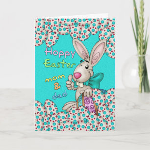 Cartão De Festividades Mom & Dad Easter Card With Easter Bunny And Eggs