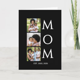 Cartão De Festividades Mom Est Established Caps 3 Photo Mothers Day