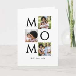 Cartão De Festividades Mom Est Established Caps 3 Photo Mothers Day