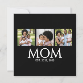 Cartão De Festividades Mom Established Caps Black 3 Photo Mothers Day