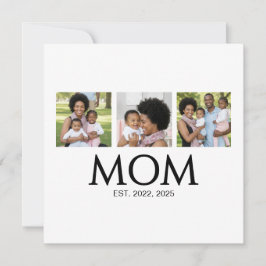 Cartão De Festividades Mom Established Caps White 3 Photo Mothers Day