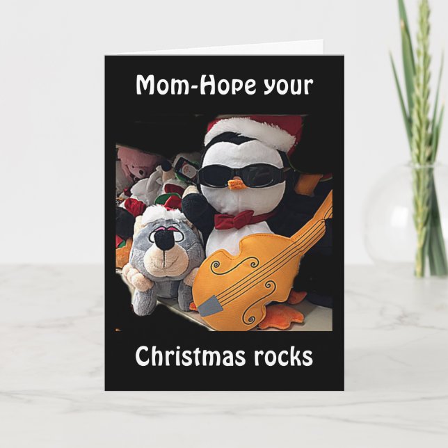 CARTÃO DE FESTIVIDADES MOM-H0PE Y0UR CHRITMAS "R0CKS"-VOCÊ ROCK (Frente)