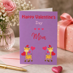Cartão De Festividades Mom Valentine's Day Giraffe