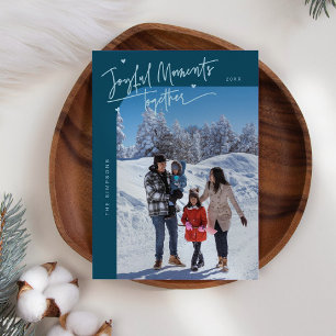 Cartão De Festividades Momentos alegres Juntos Foto de Natal Teal