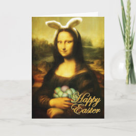 Cartão De Festividades Mona Lisa Bunny Ears Páscoa