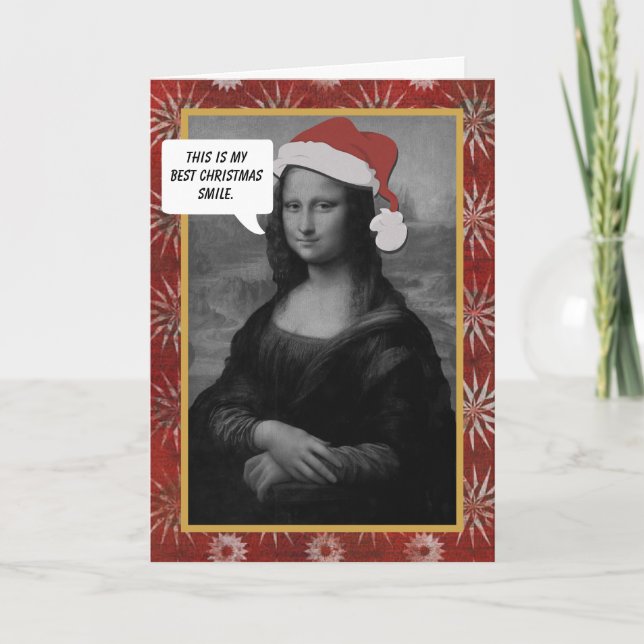 Cartão De Festividades Mona Lisa Christmas Smile Anti Christmas Card (Frente)